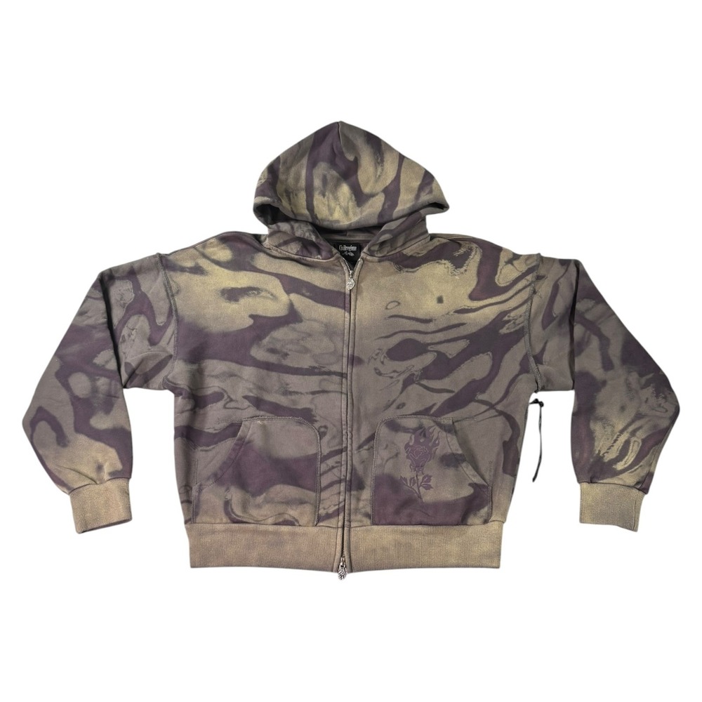 Civil Regime Roses From Concrete Zip Hoodie Marble Dye Brown Gray Small NEW
